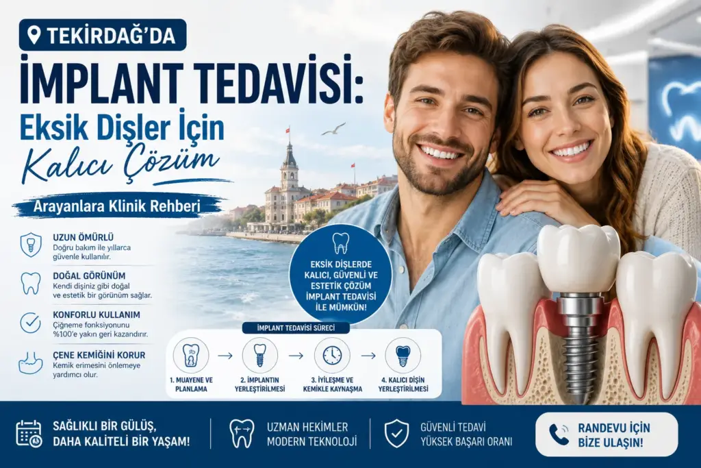 Tekirdağ’da İmplant Tedavisi: Eksik Dişler İçin Kalıcı Çözüm Arayanlara Klinik Rehberi